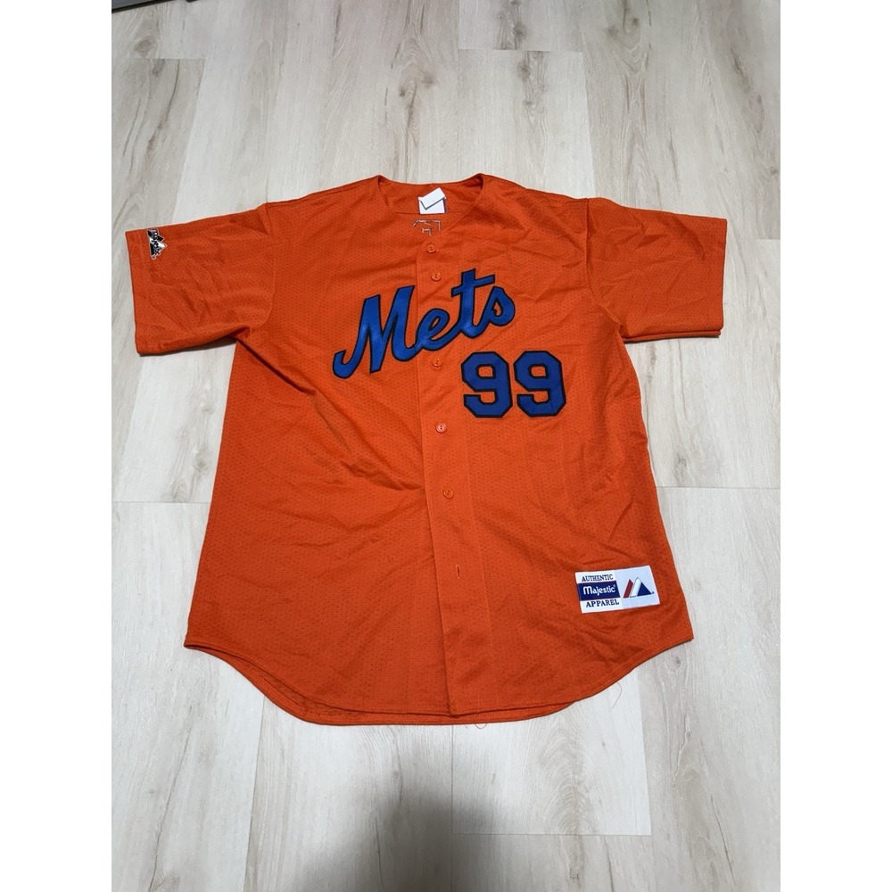 TURK WENDELL AUTHENTIC NEW YORK METS Men's Large Orange MLB #99 Majestic RARE